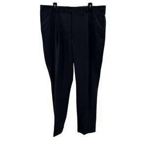 Hart Schaffner Marx Black Pleated Wool Blend Dress Pants Mens Size 40R